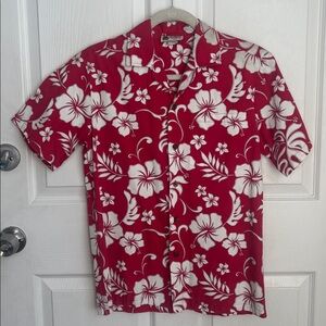 Vintage Aloha Republic HAWAIIAN Shirt Red and white floral print size Small